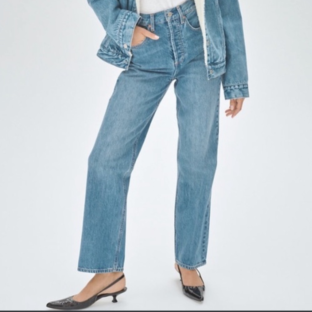 Denim Forum High-Rise Straight Jeans - Light Blue Wash